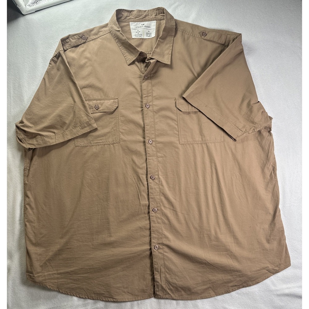 Steve's Jeans Brown Button Up Shirt 5X 100% Cotton